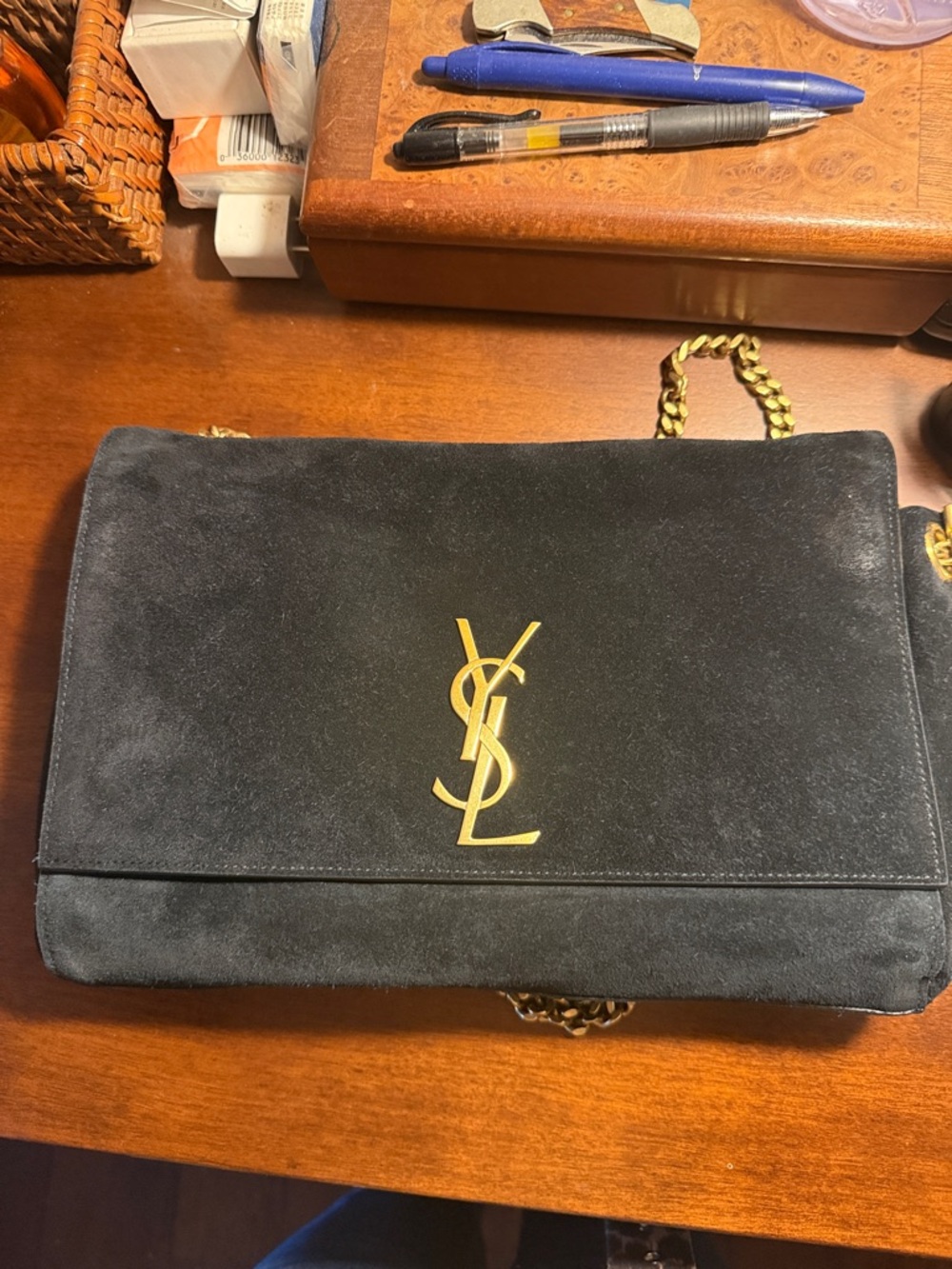 YSL suede Kate reversible crossbody bag with python print inside - Picture 9 of 16